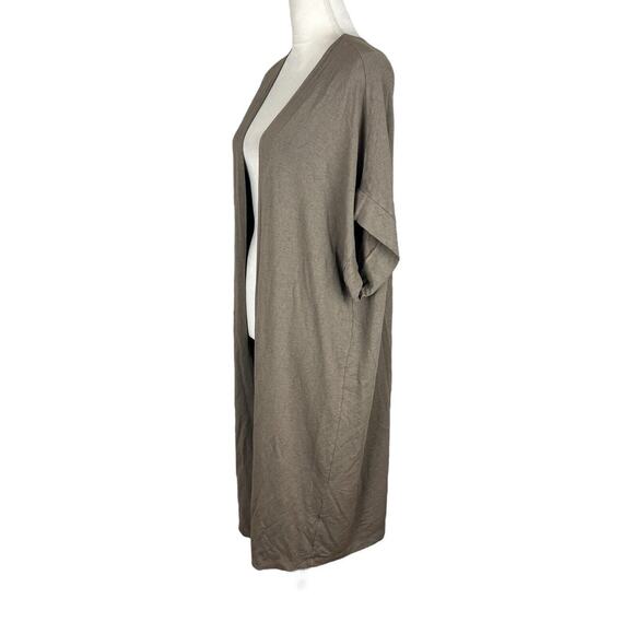 Bryn Walker Brown Long Duster Cardigan Open Front Sweater Short Sleeve Size XS - Picture 4 of 7
